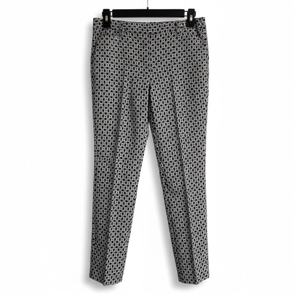 Talbots Pants - NWT Talbots Hampshire Ankle Pants Navy White Circle Geo Print Cotton Stretch 10